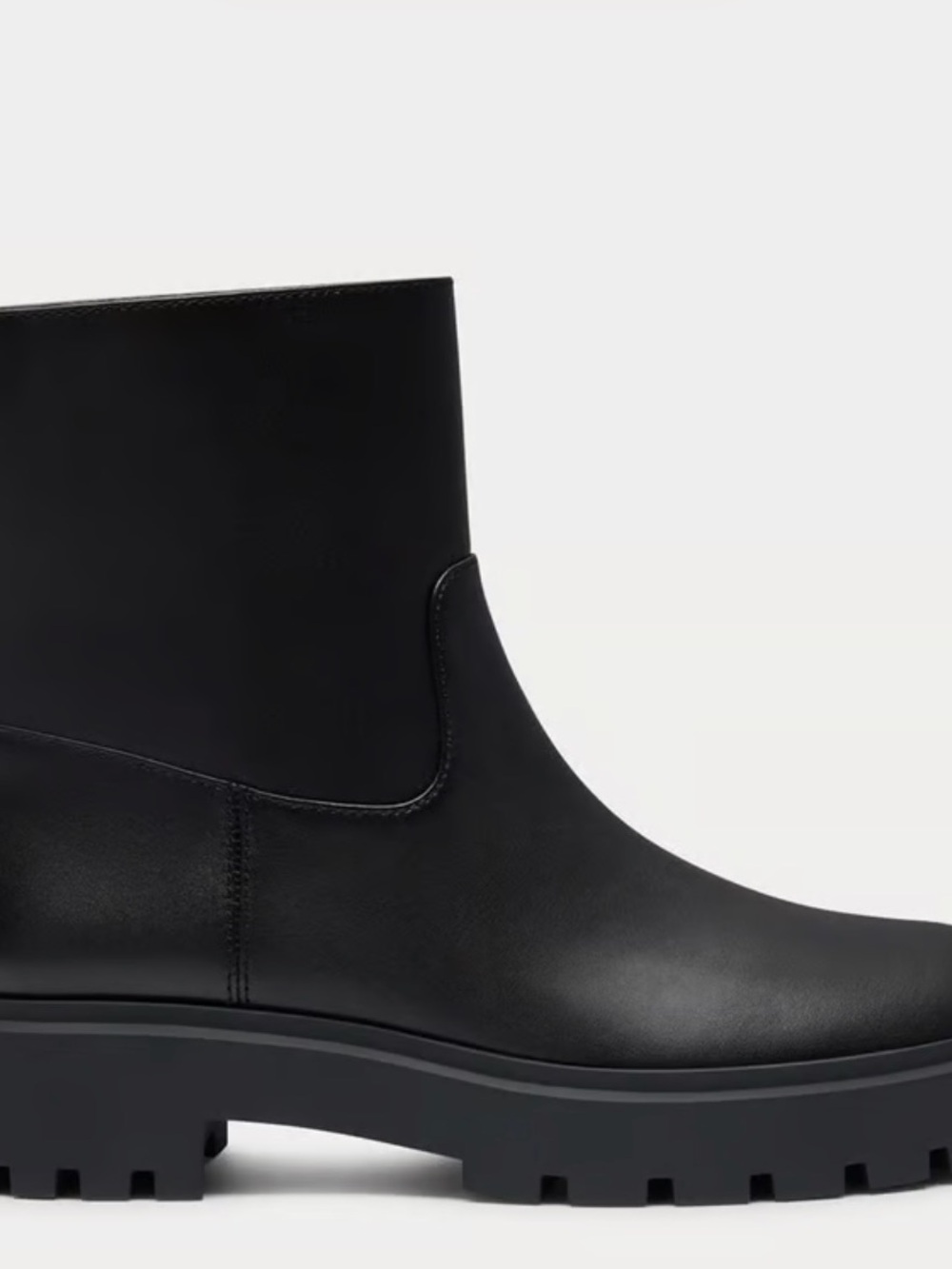 Stuart Weitzman Black Lug Sole Leather Ankle Boot